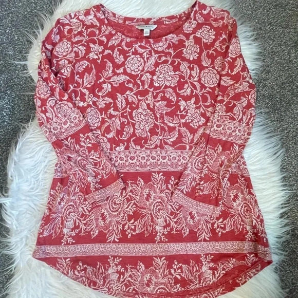 Lucky Brand orange/white tunic S/P - Picture 1 of 2